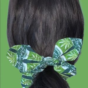 Handmade Scrunchie With Bow| Green Jars| Hair Accessories | Ponytail Holders